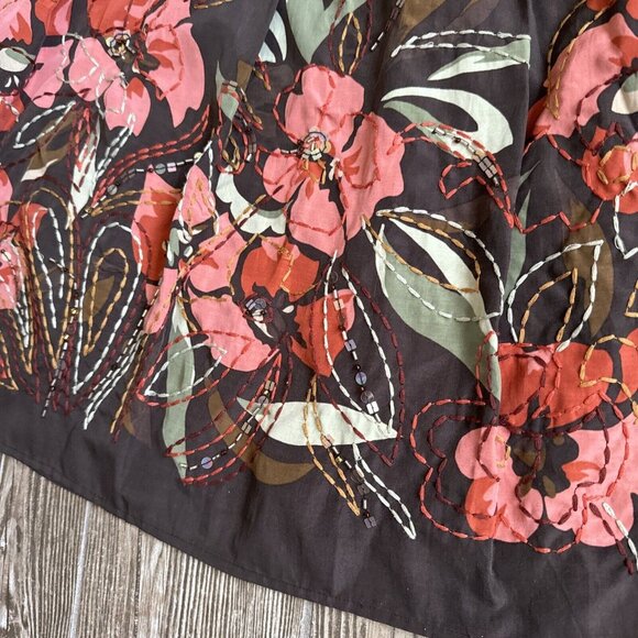 Talbot Skirt Womens 14 Brown A Line Floral Beaded Silk Fairycore Embroidered - Picture 2 of 10